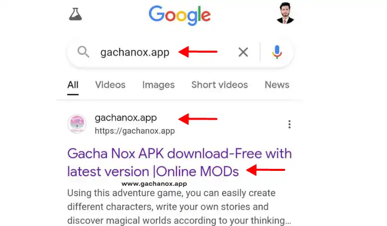 Gachanox.app google Search engin Result Page Download Now Gacha Mod Games